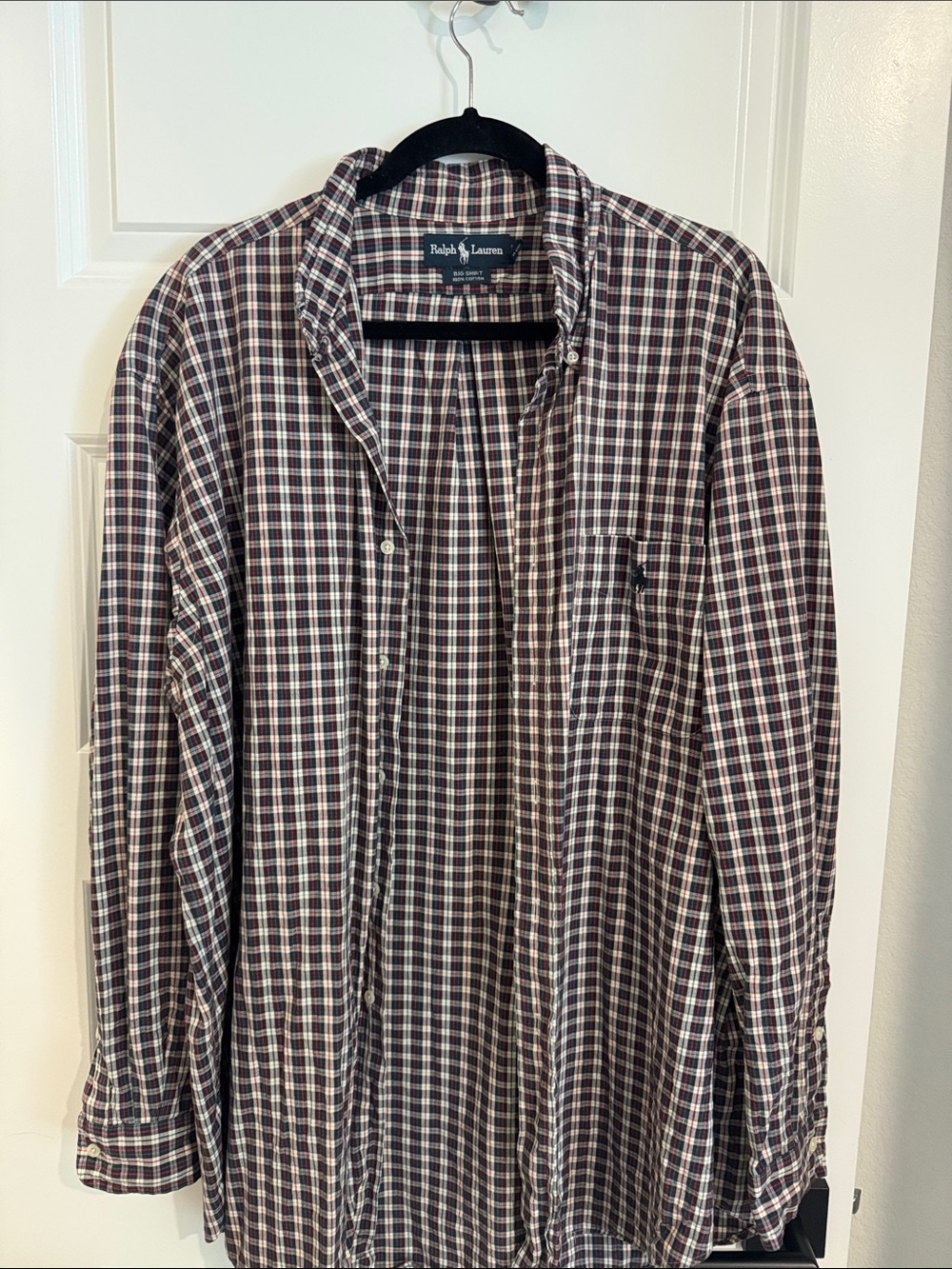 Ralph Lauren Brown, White and Navy Plaid Button-Down Shirt